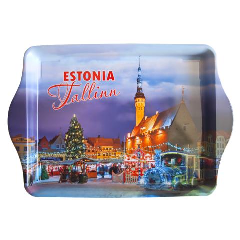 Väike õhukesest plekist kandik talvine Tallinn