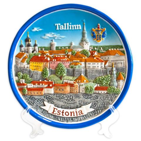  taldrik Tallinna panoraamiga  20 cm( sinise äärega)