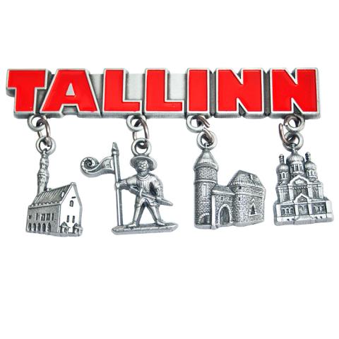 Metallist magnet Tallinn - rippuvate kujunditega (Raekoda)