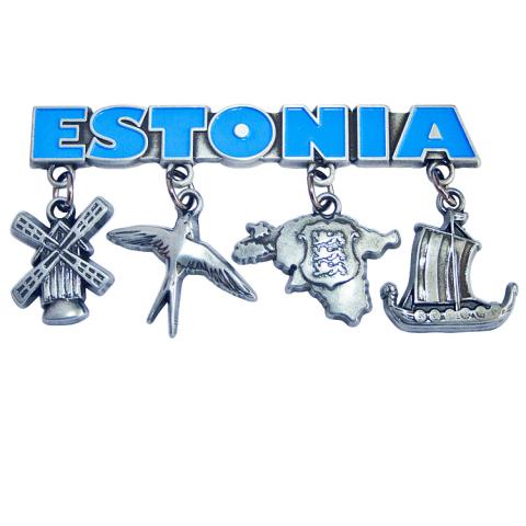 Metallist magnet Estonia - rippuvate kujunditega