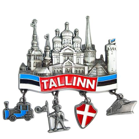 Metallist magnet Tallinn - rippuvate kujunditega (Rong)