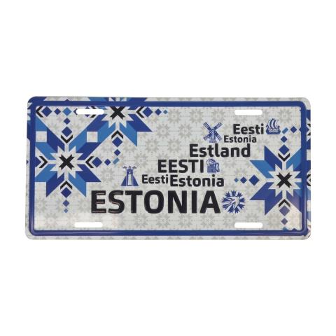 Plekist plaat Estonia - rahvusmustriga