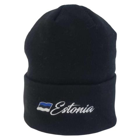 Kootud müts Estonia - must 